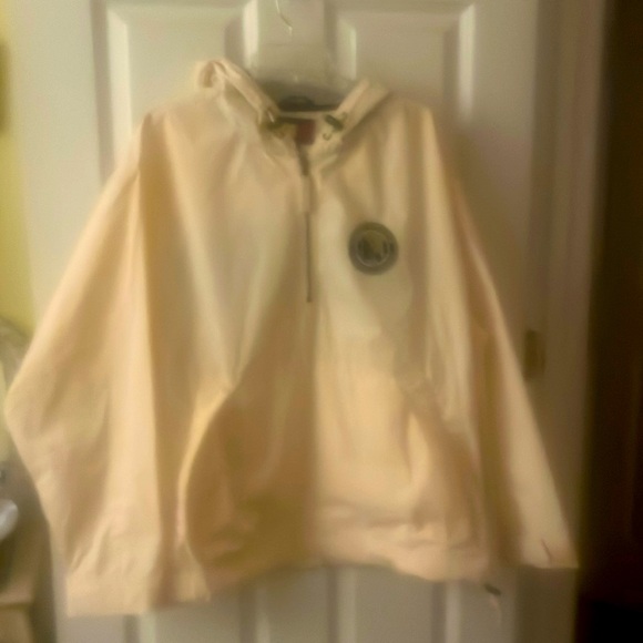 NWOT! Gorgeous Tommy Hilfiger 1/2 Zip Jacket. Cream w/ logo on breast and back. - Picture 1 of 15